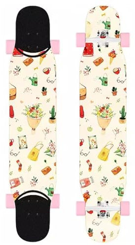 44 Skateboards Erwachsene Longboards für Jungen, Skateboard Mädchen Pro Longboard Kinder für Anfänger, Longboard Skateboard für Cruising, Free Style, Downhill und Tanzen (Color : E)