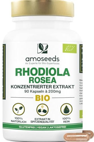 Rhodiola Rosea BIO | Konzentrierter Extrakt Rosenwurz Rhodiola Rosea (Rosavin + Salidrosiden) | 100% natürlich | 90 vegane Kapseln | Spitzenqualität