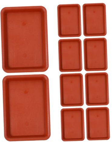ROMISBABA 10pièces Soucoupes Rectangulaires Plastique pour Pots De Fleurs Lot de Et Drainage pour Plantes Intérieur Et Extérieur Couleur Terre Cuite