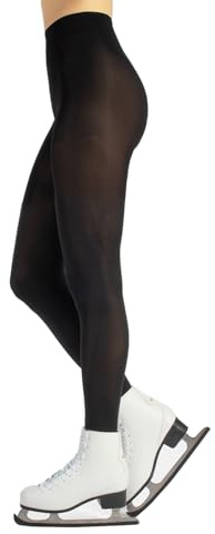 CALZITALY Skridskoåkning tights, tights, konståkningsstrumpor, dam ogenomskinliga tights, 80 den, rullar, is, tillverkad i Italien, Svart, M