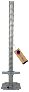 GeZu Impex Pied d'échafaudage avec Tige Filetée Galvanoplastie Lot de 12 1000 x 38 mm plaques de pieds réglables