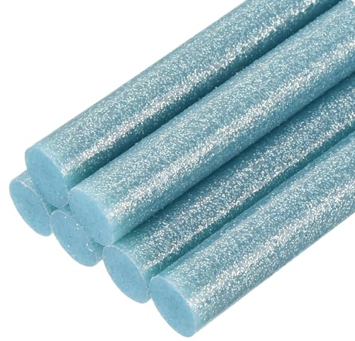 QUARKZMAN 6 stycken 11 mm x 100 mm varmklisterpinnar mini limstift för limpistol, limpinnar för reparation konst dekorera gör-det-själv hantverk, glitter himmelsblå