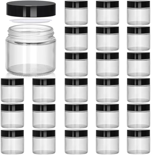 24x 60ml Transparente Cremedosen zum Befüllen – Leere Salbentiegel mit Deckel, Kleine Gläser für Creme & Kosmetik, Schraubverschluss, Glastiegel für DIY & Reise
