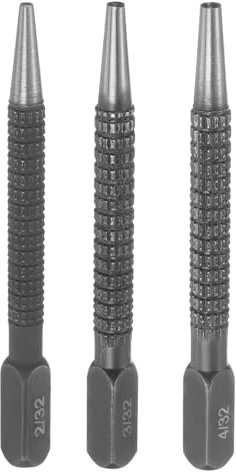 sourcing map 3pcs Center Punch Set 2/32 3/32 4/32 Carbon Steel Non-Slip Nail Setter Punch Tapered Alignment Center Hole Pin Tool for Plastic Metal Wood Scribe Marking