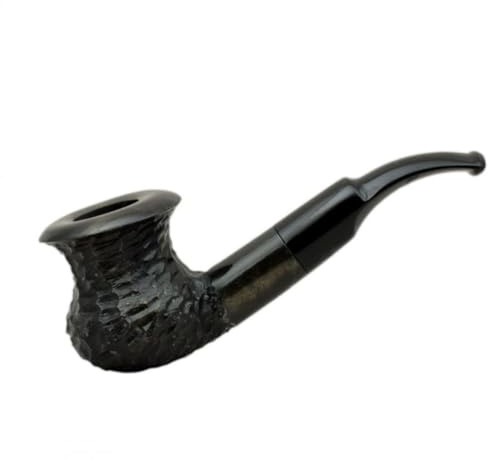 Mr. Brog Tobakspipa modell N303 – handgjorda visselpipa av päronträ, rustik, 9 mm filter, lätt ca 44 g, klassisk form, längd 140 mm, djup tobaksförvaring 38 mm (svart)