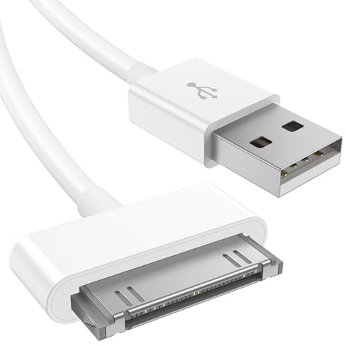Vancle Cable de Carga USB 30 Pines Compatible con iPhone 4 4s 3G 3Gs, iPad 3 2 1, iPod Touch 4 3 2 1, iPod Classic 3 2 1, Cargador Rápido Cable de Carga de Repuesto Portátil (1m)