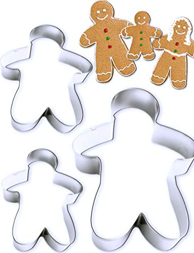 HOMETOOLS.EU® 3x Ausstechformen Pfefferkuchen-Mann, Lebkuchen-Figuren, Edelstahl, 3er Set