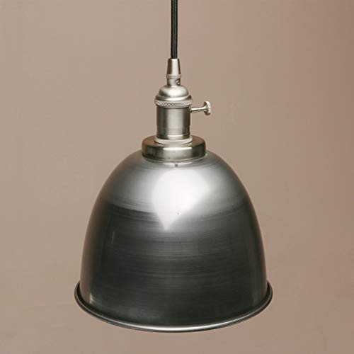 Yosoan Lighting Industrial Edison Single Metal Dome Pendant Ceiling Light with Brushed Light Fittings for Dining Room Kitchen Islands Bedroom (Varnish)