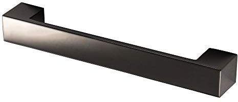 Gedotec Schrankgriff eckig Möbelgriff 160 mm für Schranktüren & Küchen-Schränke - Future | Schubladen-Griff Vintage | Metall vernickelt schwarz poliert | 1 Stück - Design Kommoden-Griff mit Schrauben
