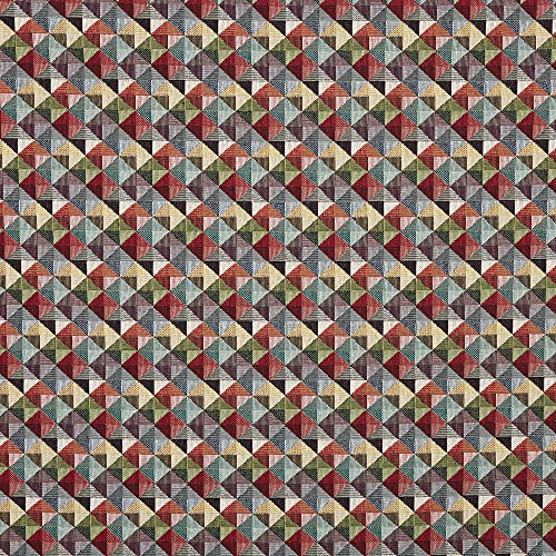 Kt KILOtela - Polsterstoff, Dekostoff, Gobelin Jacquard, Polsterung für Stühle, Sofas, Möbel, 330 gr/m², Modische Accessoires, Tischdecke, Vorhang, Dekoartikel, Dreiecke, Mehrfarbig, Schwarz ─ 1 Metre