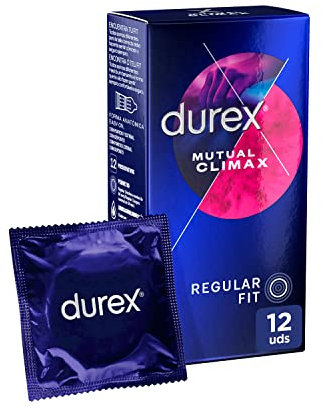 Durex Preservativos Mutual Climax, para acelerar el orgasmo de ella y retrasar el de él, 12 condones