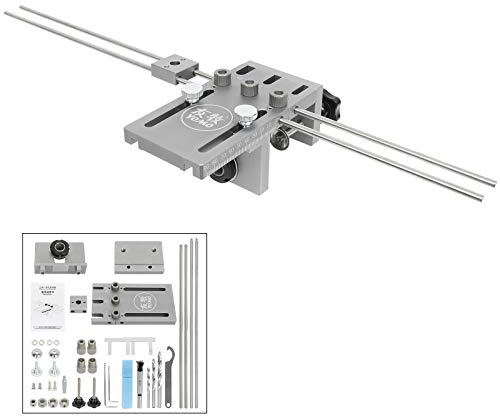 Wisamic Bohrschablone Jig Dübelvorrichtung 6/8/10/15mm | 3-in-1 Dübelhilfe aus Metall, zentriert auf Holz, mit Exzenterverbinder-Bohrung, Schnelldübler für präzise Holzarbeiten