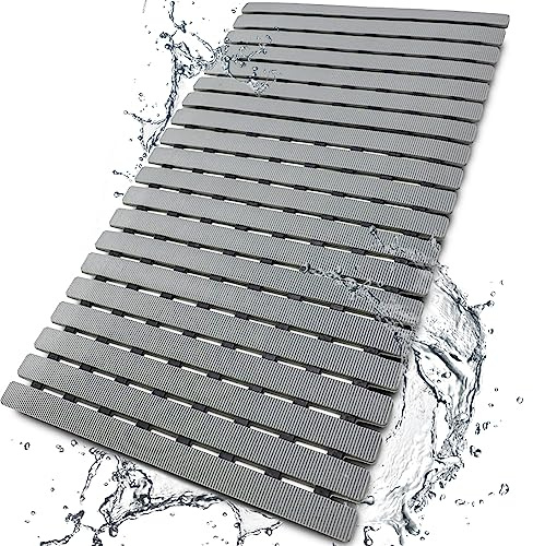 BEMISO Shower Mat Non Slip Bathtub Mat with Suction Cups and Drain Holes 27.5 x15.7 Inch Bath Mat for Tub & Shower.Easy Dry,Easy to Cut,Eco-Friendly