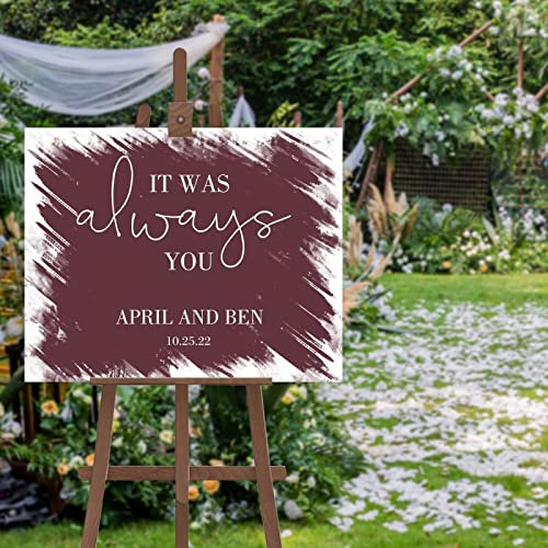 Panneau de bienvenue pour mariage simple avec texte personnalisé - Panneau de bienvenue personnalisé avec vos noms et dates - Fête prénatale - Anniversaire de mariage - 50,8 x 76,2 cm