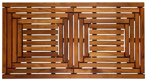 Nordic Style Premium Teak-Dusch- und Badematte für den Innen- und Außenbereich – rutschfeste Holzplattform für Spa, Sauna, Whirlpool – Bodenbelag Dekor und Schutz (101.6x50.8 cm, geölte Oberfläche)