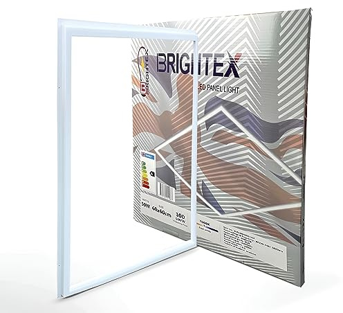 Brightex, led Panel Light 600x600mm 5000 Lumen Square Edge Lits 50W LED Ceiling Recessed Frame Border Fitting Cool White 6500k Office, Company, Garage (2 Years Warranty)