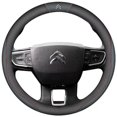 OSWINT Auto Lenkradbezug für Citroen Berlingo 2008-2018, Leder Lenkradhülle Lenkradabdeckung Lenkradschoner Lenkrad Abdeckung Lenkradschutz Autozubehör Innenraum