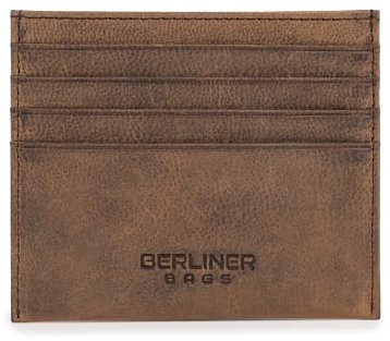 Berliner Bags Vintage Kartenetui aus Leder, Slim Kreditkartenetui mit RFID-Schutz und Geschenkbox, für Herren und Damen - Braun