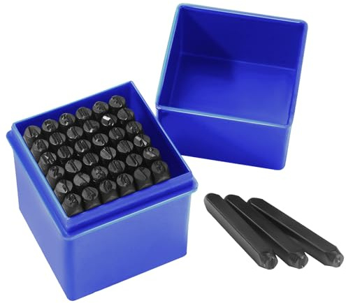 Gueenky 36 Pcs Number and Letter Punch Set, 5mm Metal Stamping Tool Set, A-Z, 0-9, &, Letter Number and Symbols Stamp Punch for Stamping Metal Wood Plastic Leather