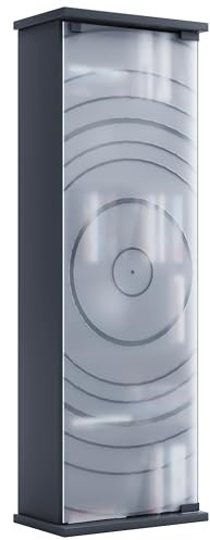 VCM Holz CD DVD Stand Regal | platzsparender CD Schrank mit 1 ESG-Sicherheitsglastür für 150 CDs oder 65 DVDs | Maße: H. 92 x B. 31 x T. 18 cm | 5 Variable Einlegböden – Tilano M