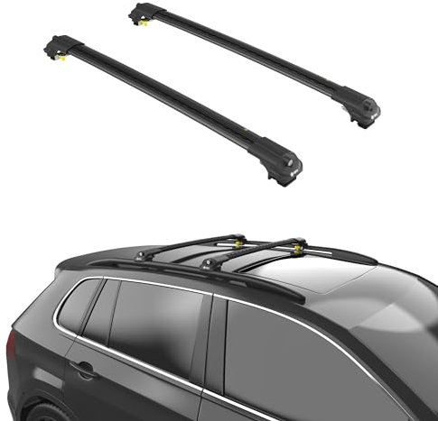 TURTLE DACHTRÄGER AIR-1, Barrenlänge 118 cm Aluminium Dachgepäckträger,Einstellbarer Fahrrad und Skiträger, Kompatibel mit Mercedes-Benz Viano W639 2003-2014 (Schwarz)