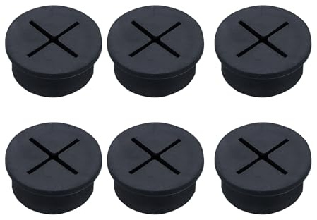 Leliafleury Cable Cord Grommet 6Pcs 20mm Wire Hole Cover Rubber Grommets Wire Cable Grommet Desk Grommets for Office Home Desk Table Wire Organizer (Black)