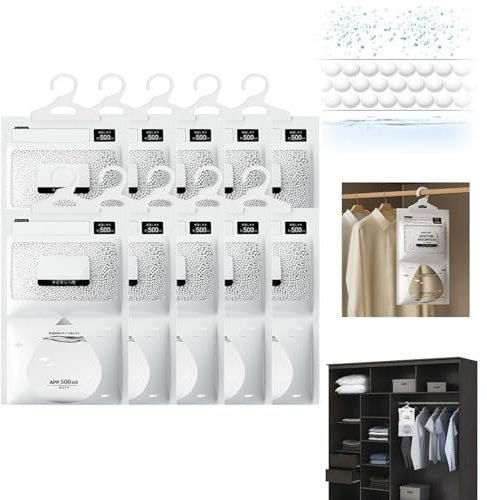 Absorbeur D'humidité 10Pcs 100g, Déshumidificateur Penderie Suspensible, Sac Granulés Asséchants,deshumidificateur d air anti moisissure,Convient pour les Placards,les Chambrespour La Cuisine Armoire