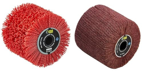 Fartools 110886 Brosse Nylon abrasifs Ø120mm-L 100mm pour Rénovateur REX120C & 110873 — Brosse en fibres synthétiques pour rectifieuse REX120 C, REX200, REX-H200 diamètre 120 mm rouge