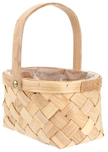 HAVVMK Geflochtener Rattankorb mit Holzgriff: Vielseitige Aufbewahrung für Picknicks, Blumen und Haushaltswaren