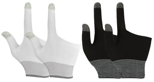 POPETPOP 2 Pairs Gaming Gloves, Breathable Finger Gloves for Mobile Gaming Touchscreen Gaming Gloves for Sweaty Hands | Nylon & Graphene, Breathable, Elastic Fit, Hand & Machine Washable, Mobile & Tablet Gaming