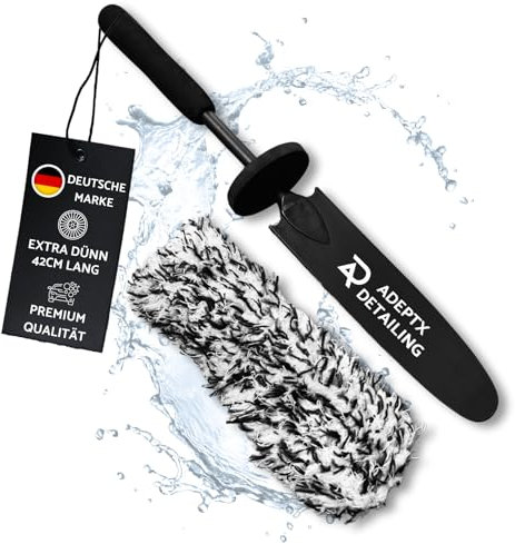ADEPTX Detailing Brosse pour jantes en microfibre 42 cm – Brosse extra fine et douce pour un nettoyage parfait | Poils ultra doux pour les espaces étroits | Idéal pour les jantes en aluminium, acier