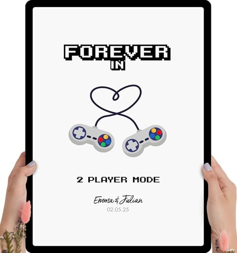Elbeffekt Paar Geschenk - Gaming Love Holzbild Geschenke personalisiert - Freundin Geschenkidee, Nerd Geschenke, Präsent für Partner, Gemälde, Liebe Geschenk Für Männer, Partner, Gamer