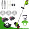 ROTORAZER 8 IN 1 Desbrozadora Electrica, 2 Baterías 21V, Cortabordes, Podadora, Corta cesped, Varios Accesorios, Cabezal pivotante 90º (Mower+2Bat+3Blades)