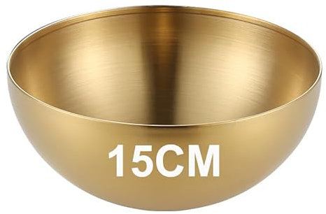 Bhina 1 Pezzi Grande Dorato Ciotole Coreane Ciotole in Acciaio Inox Ciotole Coreane Metallo Zuppa di Ciotola Ciotole per Cereali Ciotole per Cereali per Cottura Cucina Servire (15cm)