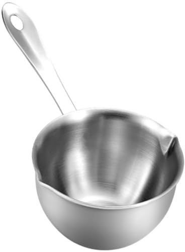 Warmhm Petite Casserole Inoxydable Pour Sauce Lait Et Huile 18 Cm Avec 2 Becs Verseurs Poignée Ergonomique Anti-Chaleur Double Échelle Interne Compatible Induction Cuisine Maison