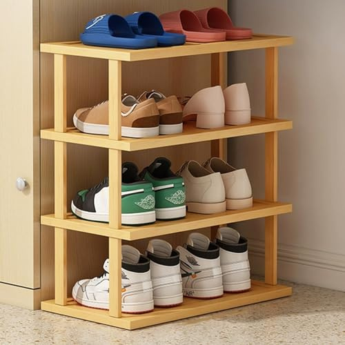 Étagère à chaussures verticale étroite en bois pour petits espaces, étagère à chaussures à monter soi-même, meuble à chaussures ouvert pour entrée, chambre à coucher, garage, coin