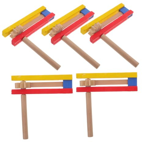 ORFOFE 5piezas Carracas De Madera Giratorias Sonajeros Tradicionales Auto-giratorios para Eventos Deportivos y Fiestas De Cumpleaños Vibrantes Sonidos Instrumentos Multifuncionales De Mad