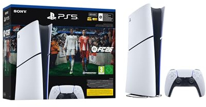 Playstation Sony, Pack Console 5 Édition Numérique, 1 Jeu Complet EA SPORTS FC 26 (Code), 1 Manette DualSense avec Retour Haptique et Gâchettes Adaptatives, SSD Ultra-Rapide, Couleur : Blanche