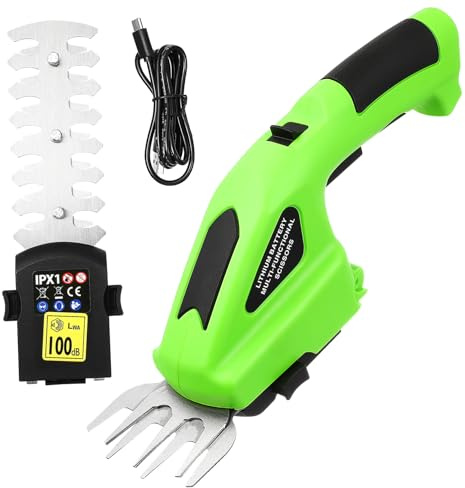 Operitacx Tagliasiepi Elettrico a Batteria Cesoie Da Potatura in Lega Temprata, Manici Lunghi Ergonomici Per Giardinaggio e Taglio Preciso Di Rami, Utensile Cordless Per Cura Del Prato e Siepi