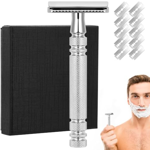 BUTBU Rasierer für Männer, mit 10 Rasierklingen, Wasserdicht Premium Rasierhobel, Barttrimmer und Multigroom, Nassrasierer für-Männer, für Gesicht, Kopf und Körper, Geschenk für mäner(Schwarz)