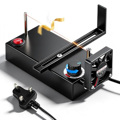 Ribbon Cutting Machine, Small Electric Hot Wire Cutter with Fan, Heat Ribbon Cutter with 0-700℃ Stepless Temperature Adjustment, 10 Meters Heating Wire, Ideal for DIY Lace, Webbing, Ribbon, Nylon Band