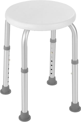 Mer hälsa - Lagoon duschpall | justerbar höjd 36–55 cm (8 positioner), halkfri sits Ø31 cm, aluminium- och medicinsk plaststruktur, säkra ändstycken | 1,3 kg | 100 kg