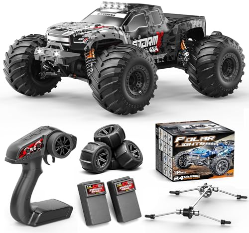Ferngesteuertes Auto All-Terrain 1:14 ,4WD Offroad RC Monstertruck 40 km/h | mit 2 wiederaufladbaren 1300mAh Akkus, 2 Reifensets, RC Auto für Erwachsene & Jungen ab 8 10 jahre Geschenk