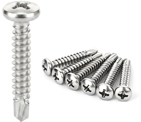 Tornillos autoperforantes de acero inoxidable M4,2 x 25 mm, tornillos autoperforantes de metal, tornillos de chapa autorroscante Torx cabeza abultada redonda, para bandeja de acero placo fresa metal