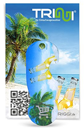 TRIGGI® der Einkaufswagenlöser - abziehbarer Einkaufswagenchip, Beach Motiv mit Flaschenöffner-Funktion, Schlüsselanhänger