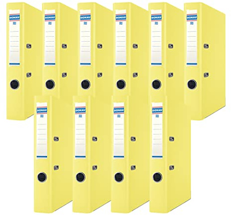 Donau Premium mapp smal 10-pack/DIN A4/5 cm/10 stycken/gul/plastöverdrag PP/patron papper slitsmapp kontorsmapp mapp ringpärm/grön punkt