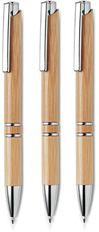 noTrash2003 Premium Kugelschreiber Sets versch. Mengen, aus hochwertiges Bambus Holz, perfekt für den Büroalltag als stylisches Schreibgerät, blauschreibende Mine (3er)