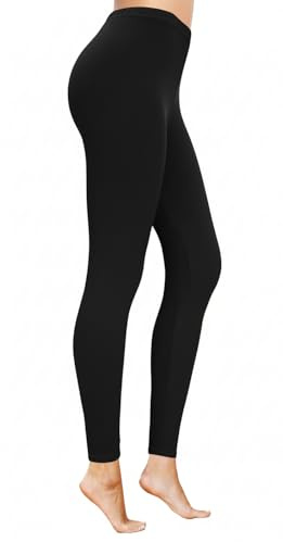 COMFY FOREVER Leggings for Women W/5' High Waist Tummy Control Ankle Length & Capri Pants (Black, Plus Size L-XL)