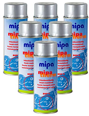 6x MIPA Mipatherm Silber Thermolack Ofenlack hitzebeständig bis 800°C 400 ml