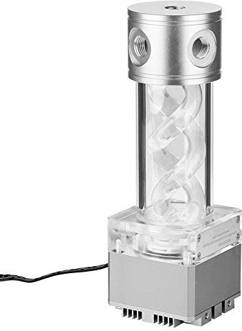 Denash Water Cooling Pump, Computer Cylinder Water Cooling Pump for CPU PC Computer Cooling System, Double Helixed Set Integrated Water - Cooled Tank RGB(Silver)